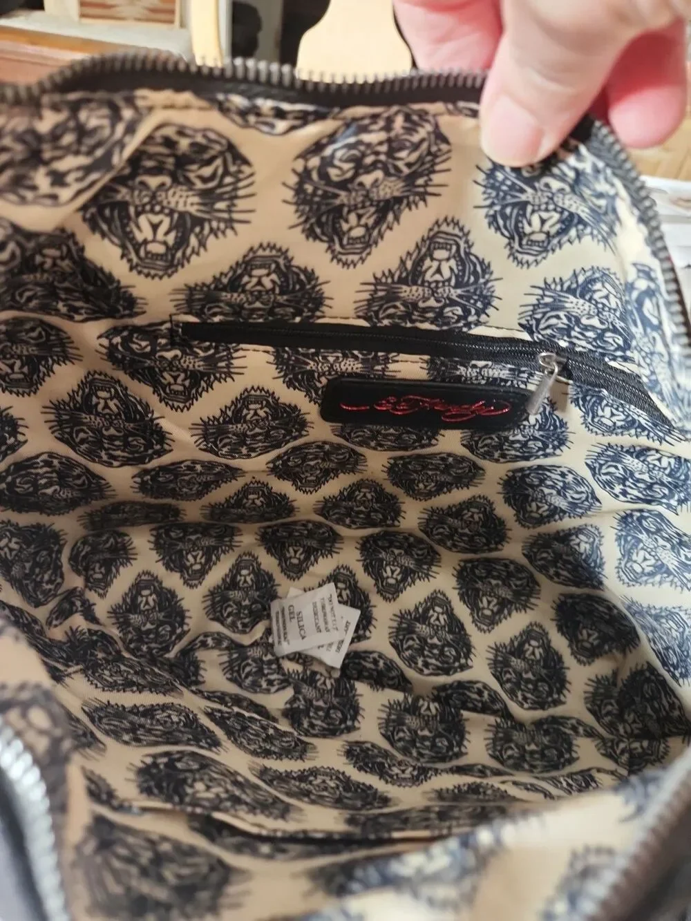 NWT Ed Hardy Fringed Hobo Shoulder Bag - Skulls & Roses - Red